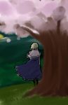  blonde_hair cherry_blossoms highres lysander_z short_hair solo touhou tree wind 