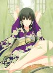  bare_legs barefoot bell black_eyes black_hair cat_bell crossdressing crossdressinging feet fuuchouin_kazuki getbackers hands japanese_clothes jingle_bell kimono long_hair male papillon10 sash solo trap very_long_hair 