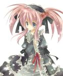  bad_id blue_eyes dress flower frills gothic gothic_lolita hair_ribbon hairband highres lolita_fashion pink_hair presea_combatir red_rose ribbon rose skirt solo tales_of_(series) tales_of_symphonia twintails yuna_(pixiv) 