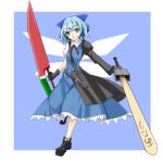  advent_cirno blue_eyes blue_hair cirno dcfactory_wwe short_hair solo sword touhou weapon wings 