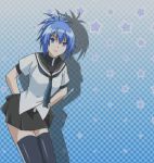  animated_gif blue_hair genderswap gif kampfer lowres necktie school_uniform screencap senou_natsuru solo thigh-highs thighhighs zettai_ryouiki 