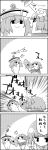  /\/\/\ 1girl 4koma comic conch flower hair_flower hair_ornament hat hat_flower hieda_no_akyuu highres instrument merlin_prismriver monochrome musical_instrument short_hair simple_background smile sweatdrop tani_takeshi tied_up touhou translated trumpet white_background writing yukkuri_shiteitte_ne 