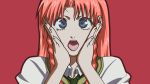  1girl :p blue_eyes dr765 hands_on_own_face hong_meiling joshi_kousei looking_at_viewer parody redhead solo tongue touhou 