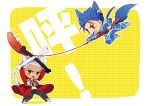  2boys animal_ears archer blue_hair bone cat_ears cat_tail cat_teaser chibi dark_skin dog_ears dog_tail fate/stay_night fate_(series) gae_bolg kanshou_&amp;_bakuya kemonomimi_mode lancer multiple_boys pinki_(shounenkakuseiya) polearm tail weapon 