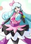  1girl bakusai blue_eyes blue_hair dress gloves happinesscharge_precure! hosshiwa long_hair microphone precure ribbon singing solo tagme 