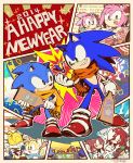  2014 amy_rose dr._eggman dual_persona eating hair_ornament highres japanese_clothes kimono knuckles_the_echidna kotatsu metal_sonic miles_prower moonlight_(yami-tsugu) new_year scarf smile snow sonic sonic_the_hedgehog table 