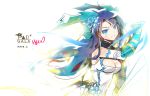  1girl blue_eyes chinese_clothes dragon_girl fan grin heco_(mama) karin_(p&amp;d) long_hair puzzle_&amp;_dragons smile tagme 