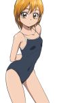  1girl arms_behind_back bare_shoulders brown_eyes brown_hair competition_school_swimsuit futari_wa_precure looking_at_viewer manji_(tenketsu) misumi_nagisa one-piece_swimsuit precure school_swimsuit short_hair solo swimsuit 