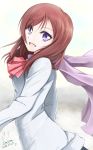  1girl brown_hair highres kem_kem love_live!_school_idol_project nishikino_maki scarf short_hair violet_eyes 