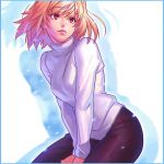  1girl arcueid_brunestud blonde_hair breasts ilya_kuvshinov red_eyes short_hair skirt solo tsukihime turtleneck 