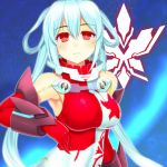  1girl armpits asamura_hiori hair_rings long_hair matoi_(pso2) phantasy_star phantasy_star_online_2 red_eyes silver_hair solo spoilers tagme twintails 