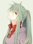 1girl green_hair hoodie hutuumikan kagerou_project kido_tsubomi long_hair ponytail red_eyes 