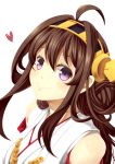  1girl ahoge brown_hair detached_sleeves double_bun hairband heart kantai_collection kongou_(kantai_collection) kouji_(campus_life) long_hair looking_at_viewer nontraditional_miko smile solo violet_eyes white_background 