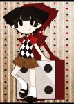  1boy black_hair black_shoes club dice gregory_horror_show heart pointy_ears shade shorts spinner vest weapon 