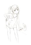  1girl long_hair monochrome original sketch solo tank_top yoshitomi_akihito 