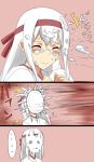  ... 1girl bandana blush closed_eyes in_the_face ishii_hisao kantai_collection long_hair personification pie_in_face sexually_suggestive shoukaku_(kantai_collection) solo white_hair 