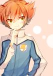  1boy green_eyes inazuma_eleven_(series) inazuma_eleven_go inazuma_eleven_go_galaxy male minaho_kazuto nekoto_maruta orange_hair shinsei_inazuma_japan solo track_jacket 