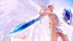  angel_wings animated animated_gif elysium lowres miniskirt skirt soulcalibur soulcalibur_v sword weapon wings 