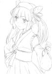  1girl blush long_hair monochrome simple_background sketch solo umi_koromo white_background 