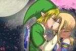  cherry_blossoms fairy_tail kiss link lucy_heartfilia moonlight the_legend_of_zelda 