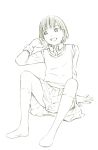  1girl monochrome original short_hair sketch solo yoshitomi_akihito 