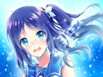  1girl blue_eyes blue_hair hiradaira_chisaki long_hair nagi_no_asukara sailor_dress school_uniform serafuku side_ponytail tayako tears underwater 