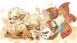  ? arcanine claws dog fang grey_eyes growlithe hacko larvesta moth no_humans open_mouth pokemon pokemon_(creature) volcarona wings 