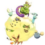 ^_^ altaria beak closed_eyes cottonee crossed_arms facial_hair fire flame flareon fur happy horns jumpluff mareep no_humans open_mouth pokemon pokemon_(creature) sheep simple_background smile swablu sweatdrop tail tornadus whimsicott white_background wings yellow_eyes 