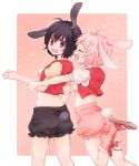 2girls animal_ears blush bunny_tail closed_eyes cromi_(shiki) heart looking_back multiple_girls open_mouth pink_hair rabbit_ears shikihime_zoushi smile tail 