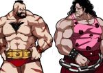  2boys beard black_hair chest_hair curly_hair facial_hair hugo_andore makai mohawk multiple_boys muscle shirtless side-by-side stare_down street_fighter ultra_street_fighter_iv zangief 