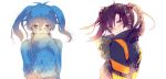  aki663 black_hair blue_hair dual_persona ene_(kagerou_project) enomoto_takane green_eyes headphones hoodie kagerou_project red_eyes spoilers tears 