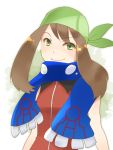  1girl alternate_costume bandana brown_hair green_hair haruka_(pokemon) haruka_(pokemon_emerald) hat pokemon pokemon_(game) pokemon_rse scarf smile solo vuipui 