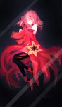  1girl bare_shoulders black_legwear breasts center_opening closed_eyes detached_sleeves fingerless_gloves gloves guilty_crown hair_ornament hairclip highres long_hair pink_hair solo thigh-highs twintails yuzuriha_inori 