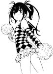  1girl checkered greyscale monochrome original pom_poms simple_background solo tagme twintails yukiu_kon 
