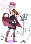  absurdres girlfriend_(kari) hat highres instrument kimishima_satoru musical_note short_hair solo violet_eyes violin zexel_(nintama) 