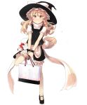  1girl animalization bag blonde_hair bloomers bow braid broom broom_riding cat hair_bow hakurei_reimu hat hat_bow kirisame_marisa mary_janes shin_(new) shoes side_braid smile solo touhou underwear witch_hat yellow_eyes 