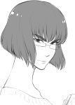  1girl dress eyelashes gamigamimissile glasses highres kill_la_kill kiryuuin_satsuki looking_at_viewer monochrome portrait short_hair simple_background sketch solo white_background 