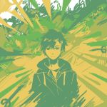  1boy bust expressionless green hoodie kagerou_project kyotyan_(mdawn) scissors seto_kousuke short_hair shounen_brave_(vocaloid) solo 