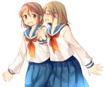  2girls blush hachiko_(hati12) multiple_girls school_uniform short_hair skirt smile tagme yuri 