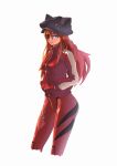  1girl blue_eyes cabbie_hat evangelion:_3.0_you_can_(not)_redo eyepatch hands_in_pockets hat hat_with_ears long_hair neon_genesis_evangelion plugsuit rebuild_of_evangelion redhead shikinami_asuka_langley simple_background solo souryuu_asuka_langley track_jacket white_background winddale 