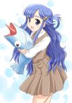  asari_nanami blue_eyes blue_hair fish hair_ornament hairclip kishi_nisen long_hair stuffed_animal stuffed_toy tagme 