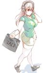  1girl bag breasts cellphone headphones large_breasts long_hair looking_away nitroplus open_mouth phone pink_hair red_eyes solo strap_cleavage super_sonico zimbabwefumi 