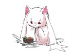  cat hand_on_own_face kyubey mahou_shoujo_madoka_magica nura_(oaaaaaa) obentou red_eyes simple_background tagme white_background 