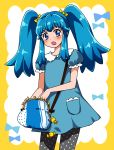  1girl alternate_hairstyle blue_dress blue_eyes blue_hair blush dress eyelashes fashion hair_ornament hair_ribbon happinesscharge_precure! kagami_chihiro long_hair looking_at_viewer open_mouth pantyhose precure ribbon shirayuki_hime solo standing tagme twintails 