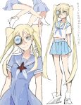  alternate_costume artist_request blonde_hair drawr hakodate_omiko kill_la_kill long_hair school_uniform scope serafuku sharp_teeth skirt smile twintails very_long_hair 