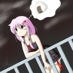  1girl bare_shoulders blush breasts food guilty_crown hair_ornament hairclip highres hungry long_hair onigiri pink_hair red_eyes solo thinking twintails yuzuriha_inori 