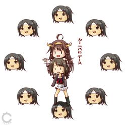  aoki_hagane_no_arpeggio black_hair blue_eyes brown_hair cilica detached_sleeves hair_ornament hairband headband headgear japanese_clothes kantai_collection kongou_(kantai_collection) long_hair maya_(kantai_collection) nagara_(kantai_collection) open_mouth parody personification school_uniform serafuku short_hair side_ponytail skirt translation_request white_background yukkuri_shiteitte_ne 