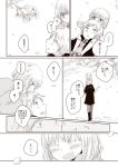  1boy 1girl arinoyu comic father_and_daughter flower hoodie if_they_mated kagerou_project kano_shuuya monochrome short_hair translation_request tree 