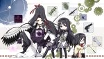  akemi_homura akuma_homura black_hair blanket bomb bow_(weapon) chibi explosive funeral_dress gears glasses golf_club grenade gun hair_ribbon hairband kneehighs mahou_shoujo_madoka_magica mahou_shoujo_madoka_magica_movie multiple_persona pantyhose ribbon sakuraba_yuuki school_uniform shield sitting standing weapon wings 