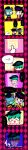  4boys absurdres anger_vein argyle argyle_background black_hair blank_eyes chibi comic earrings ghost_costume halloween halloween_costume headband heart higashikata_jousuke highres hirose_kouichi holding_hands jewelry jojo_no_kimyou_na_bouken kishibe_rohan long_image multiple_boys night nijimura_okuyasu open_clothes pompadour pumpkin smile sweatdrop tall_image translation_request vldksltlah88 